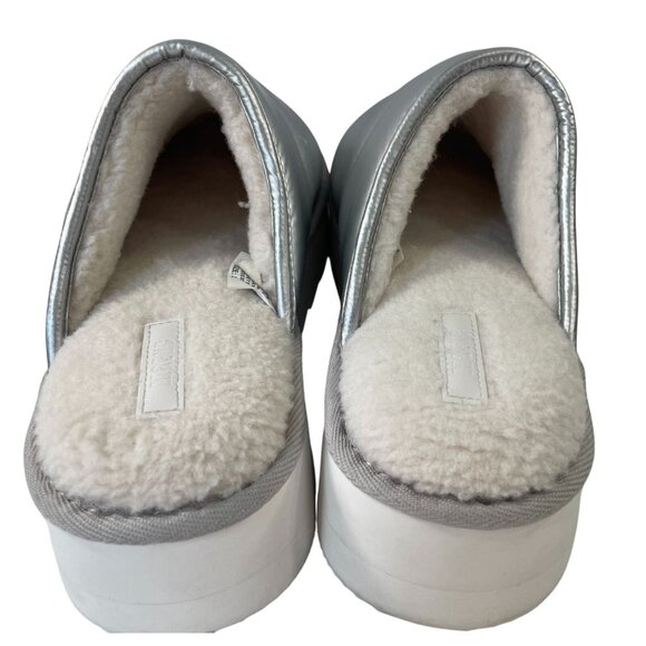 Maeve Puffy Platform Slippers Womens L 10 11 Silver Slip On Slide Puffer Quilted - Picture 6 of 13